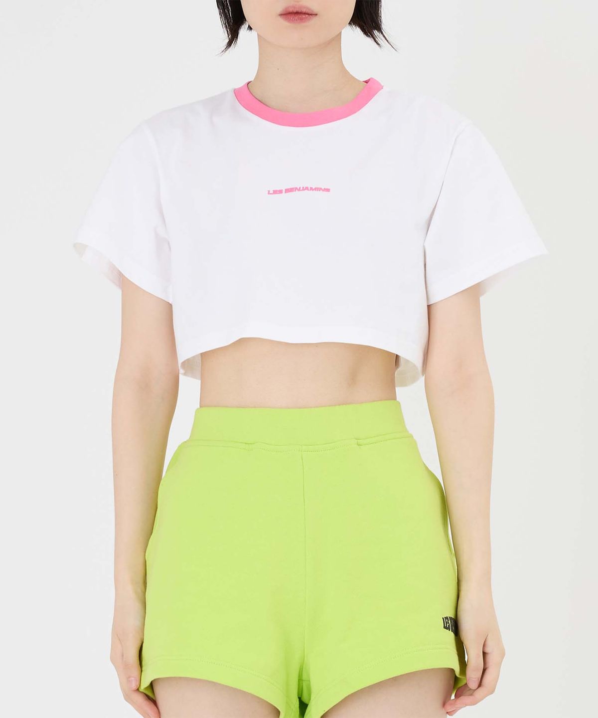 레 벤자민(LES BENJAMINS) (W) 크롭 티 002 화이트 CROP TEE 002 WHITE