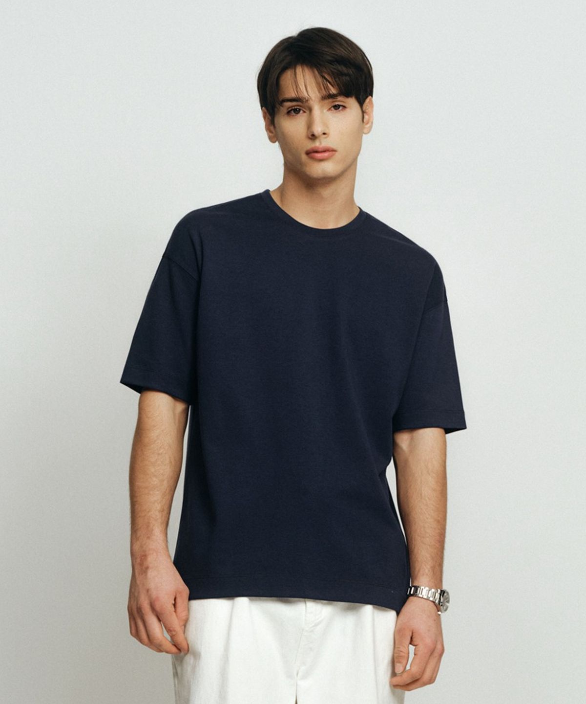 디블루(DBLUE) 릴렉스드 크루넥 숏슬리브 네이비