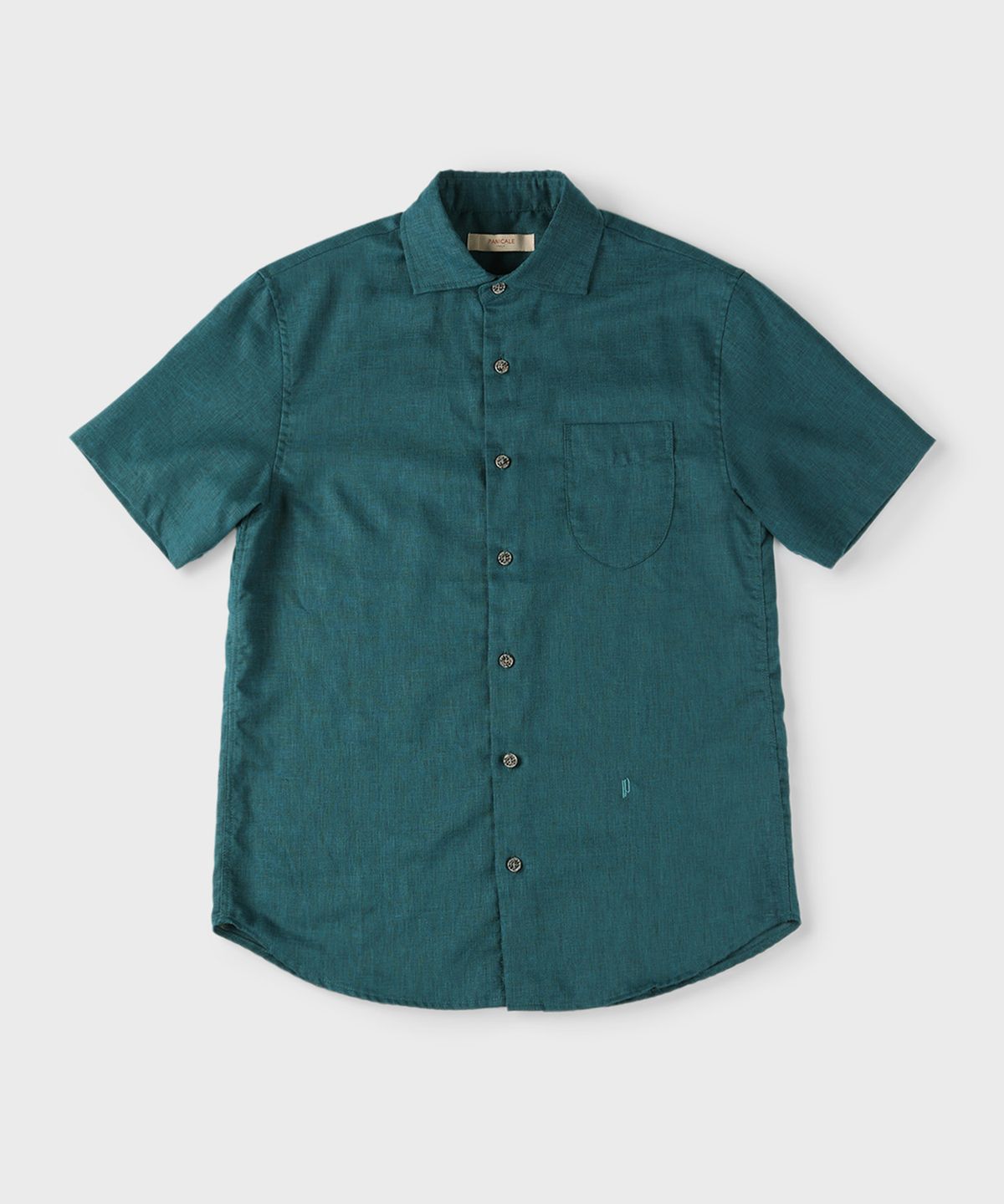 빠니깔레(PANICALE) 그린 포켓 리넨 블렌드 반소매 셔츠