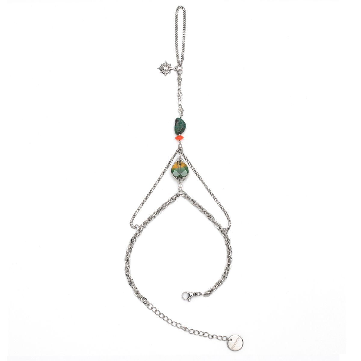 킴지수(KIMZISU) Chain Link Ring Bracelet - Green Stone _ GREEN