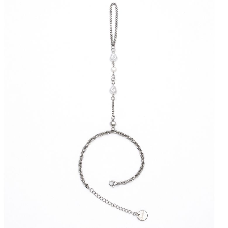 Chain Link Ring Bracelet - Pearl _ WHITE