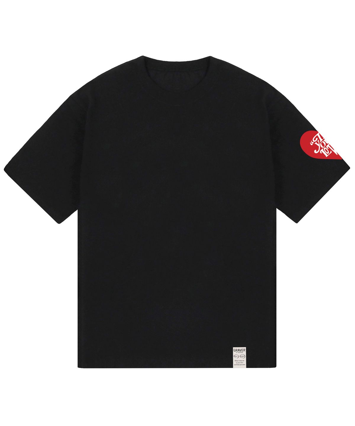 그레이버(GRAVER) [UNISEX]원사이드 TYL 하트 스마일 반팔티_블랙