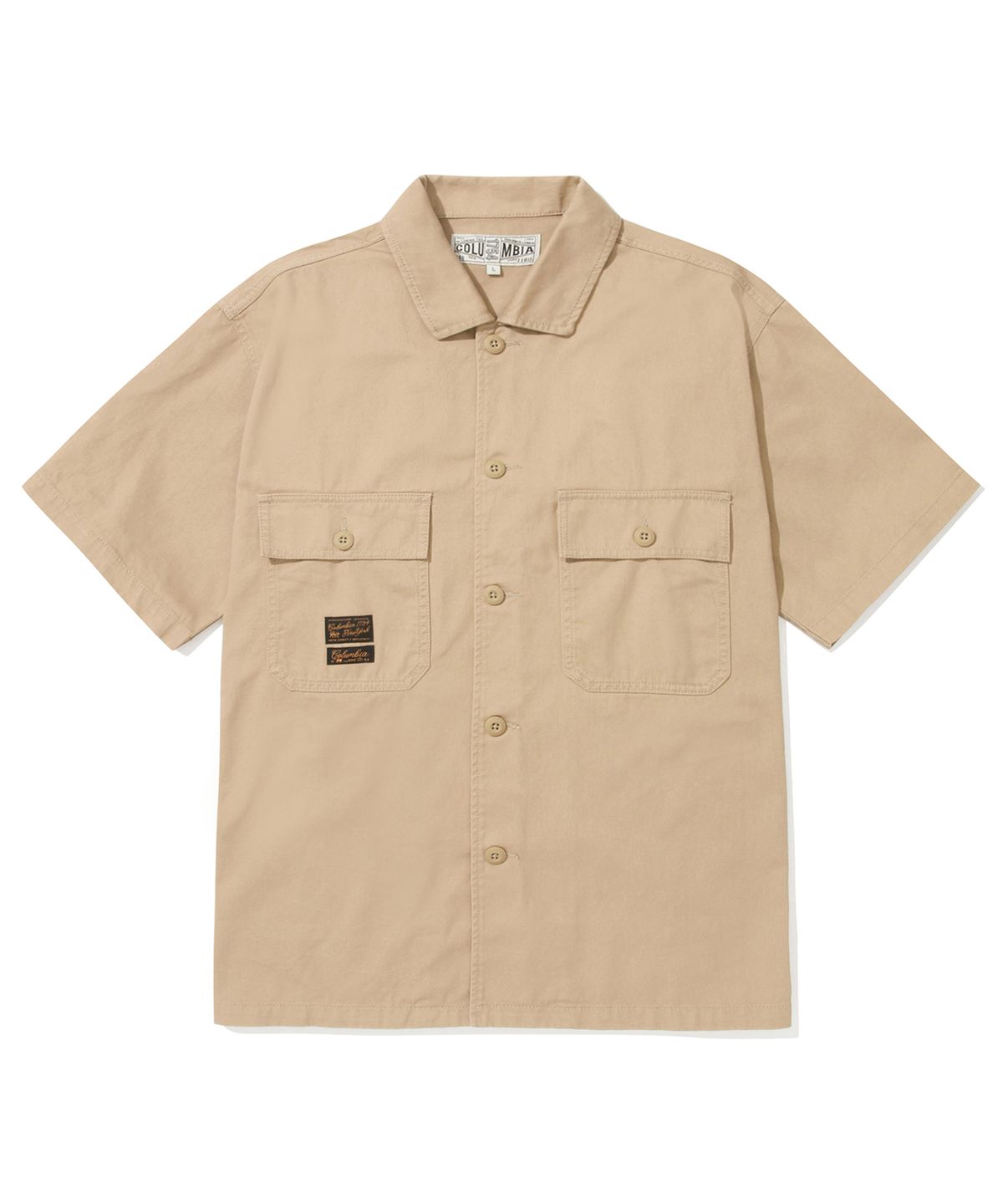 컬럼비아 유니버시티(COLUMBIA UNIVERSITY) SL-LABEL TWO POCKET COTTON S/S SHIRTS 헤리티지베이지