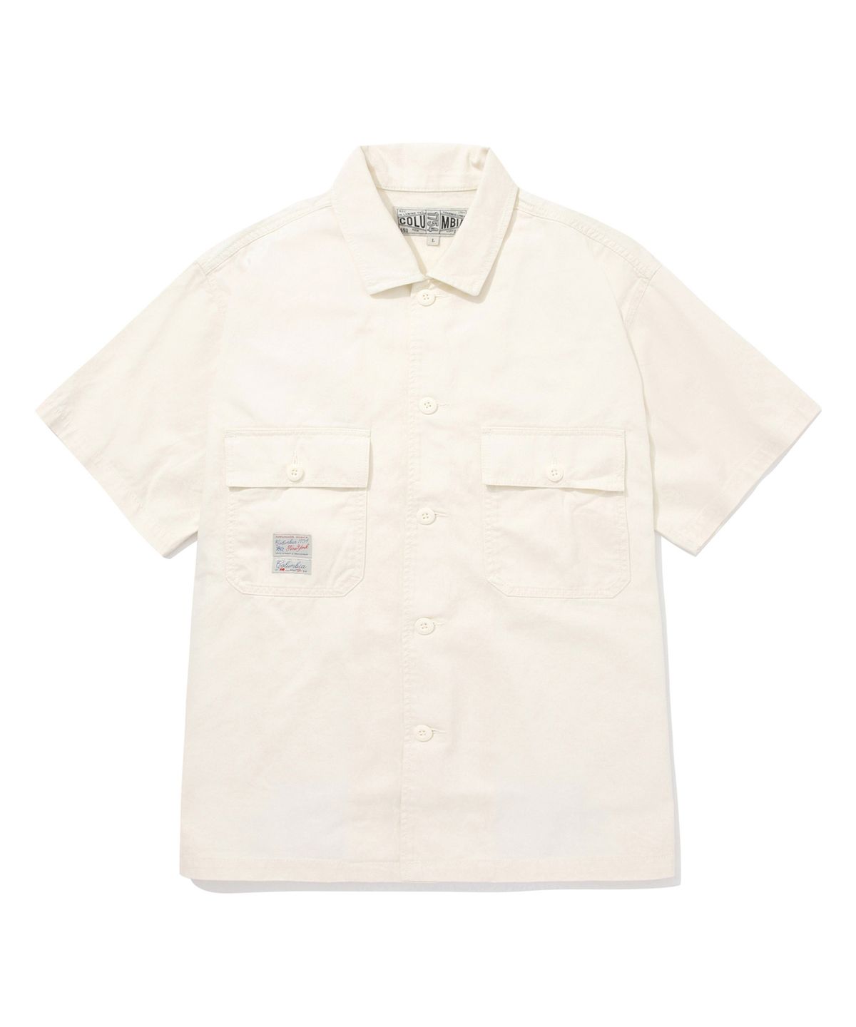 컬럼비아 유니버시티(COLUMBIA UNIVERSITY) SL-LABEL TWO POCKET COTTON S/S SHIRTS 아이보리