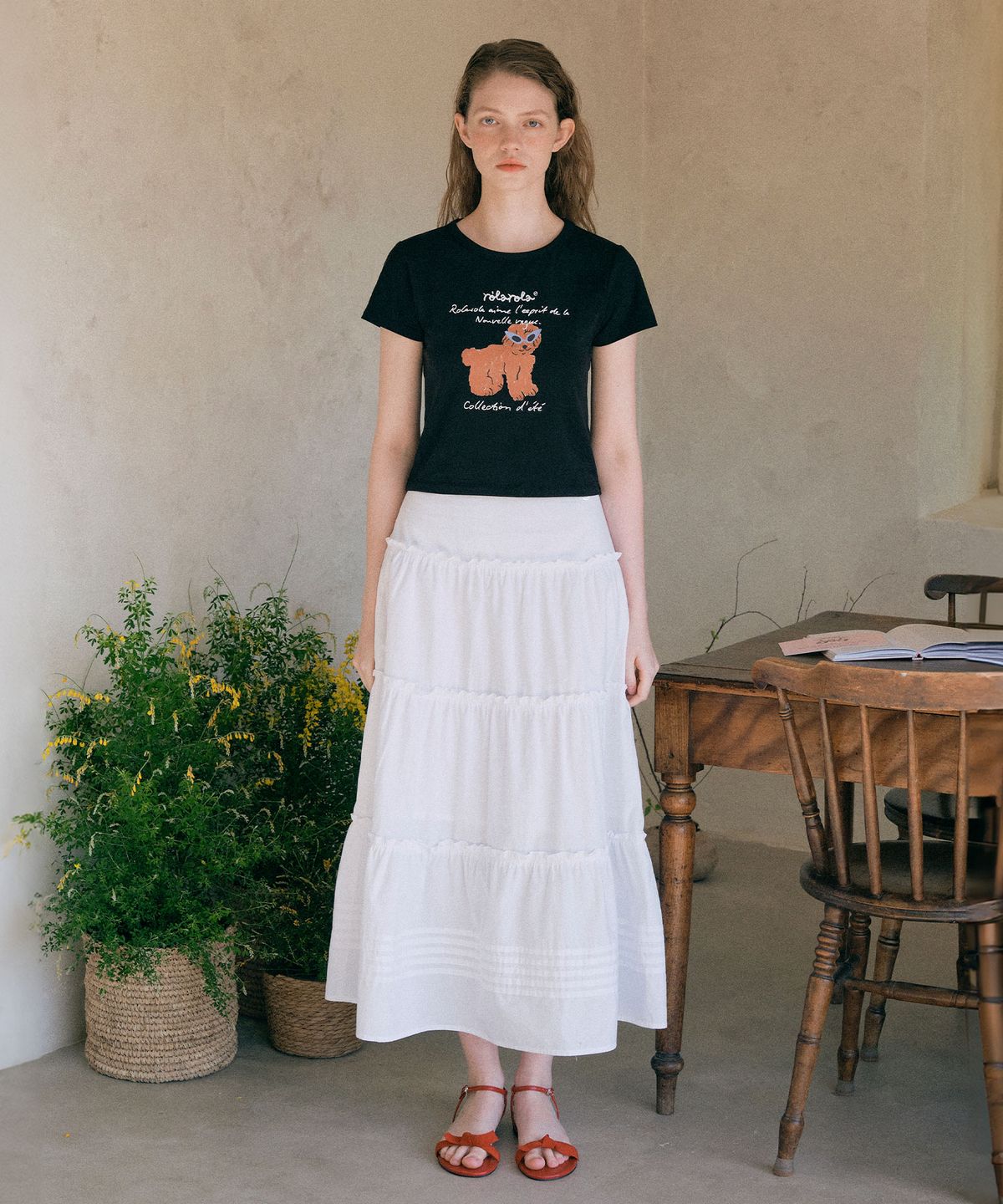 로라로라(ROLAROLA) FRILL LONG SKIRT WHITE
