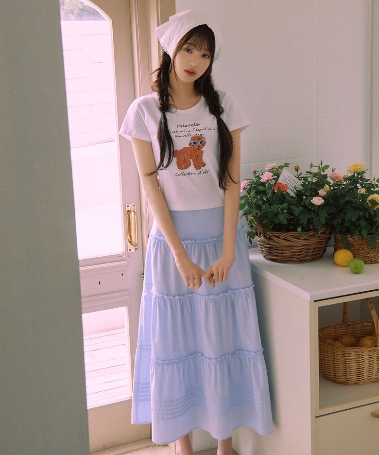 [장원영 pick] FRILL LONG SKIRT SKY