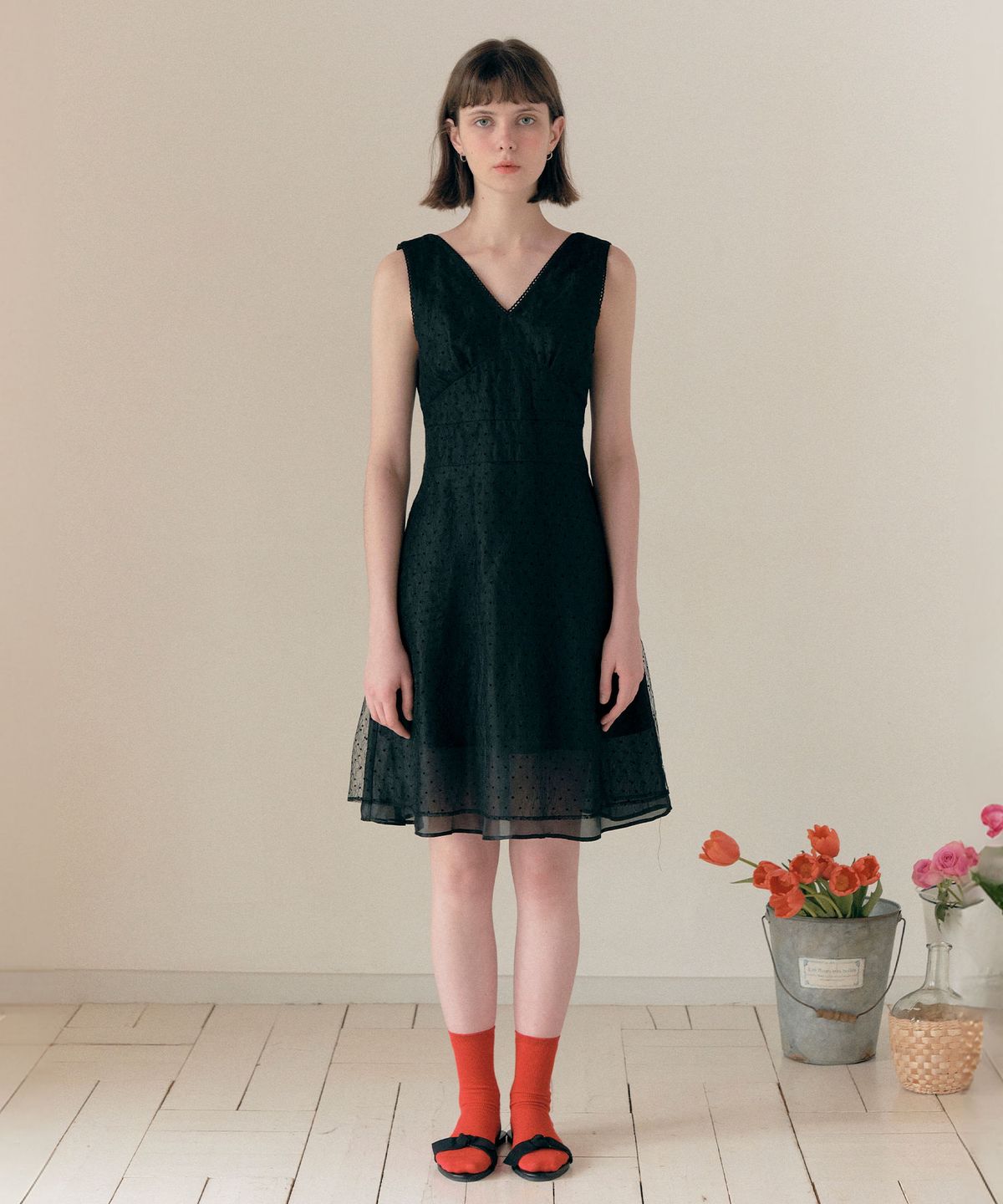 로라로라(ROLAROLA) LACE LAYERED ONEPIECE BLACK