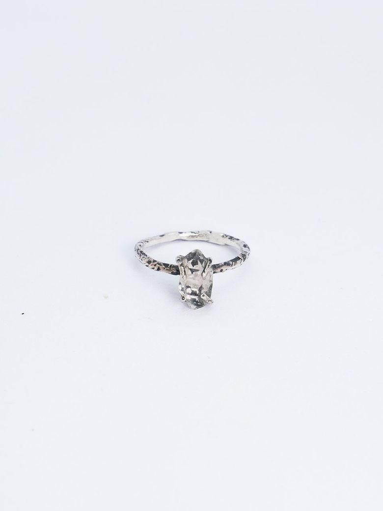 HR 125R_Antique Gemstone Ring (Herkimer Diamond Ring)