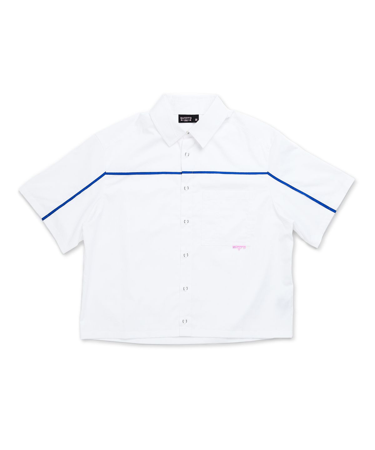 슈브토(SHVTO) Blue line crop shirt white