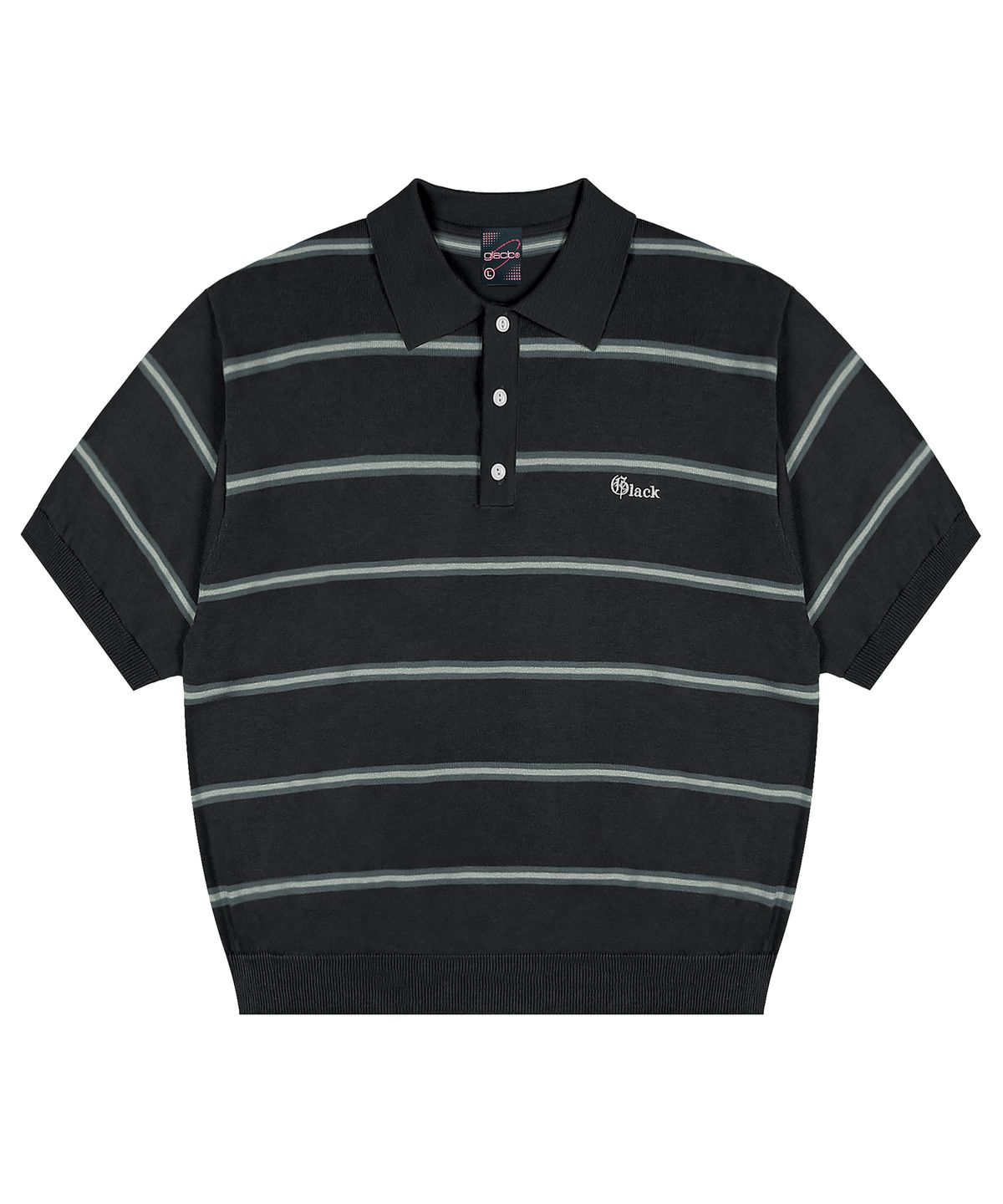 글랙(GLACK) GNT016 몹스터 스트라이프 카라 니트 (CHARCOAL GRAY)