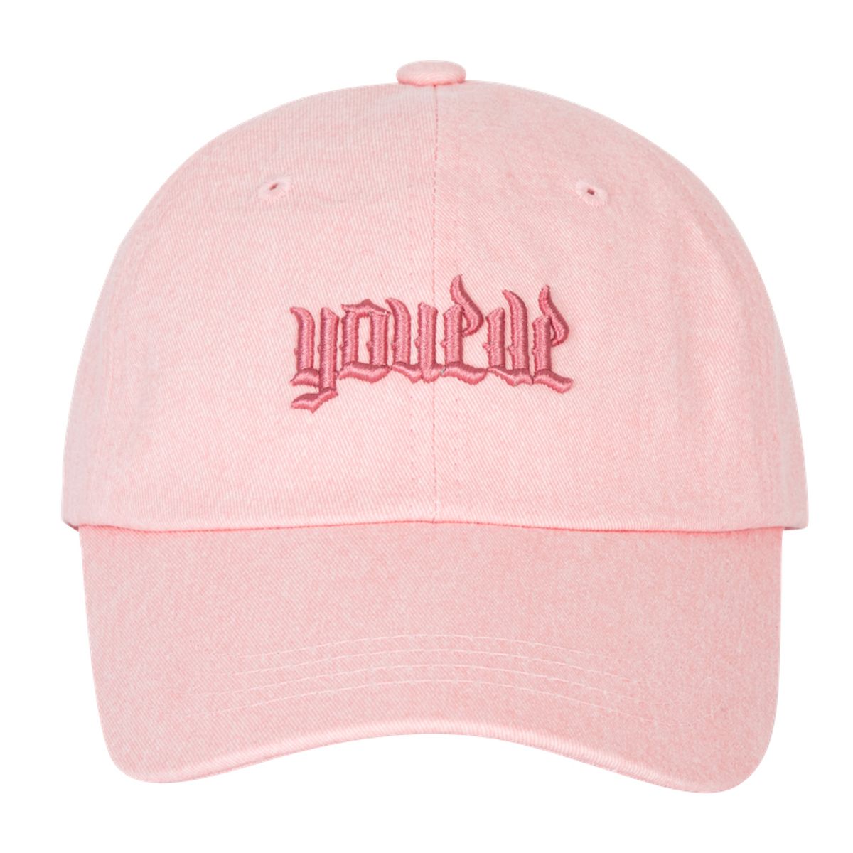 유이브(YOUEVE) 피그먼트 파이어 로고 오버볼캡 핑크