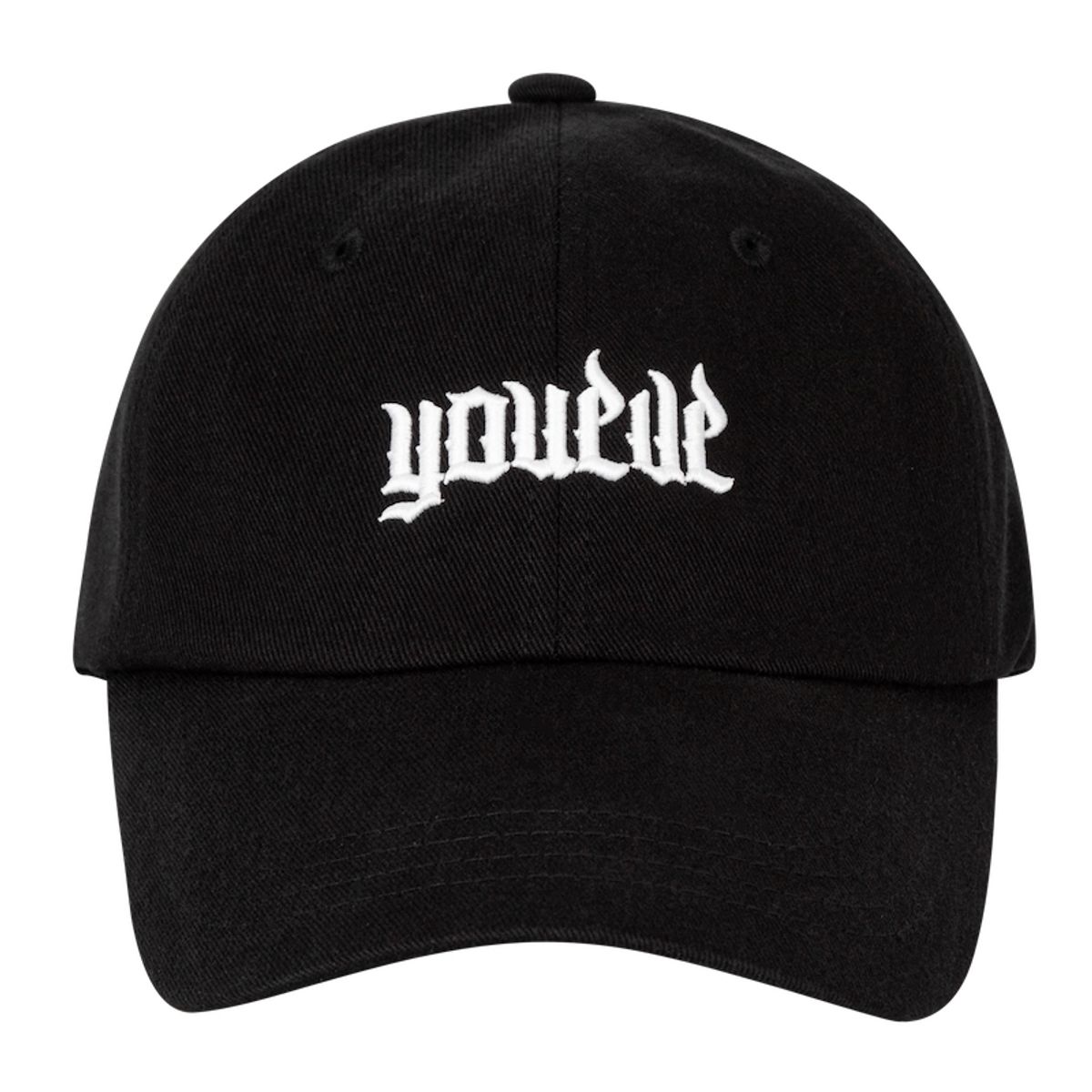 유이브(YOUEVE) 피그먼트 파이어 로고 오버볼캡 블랙