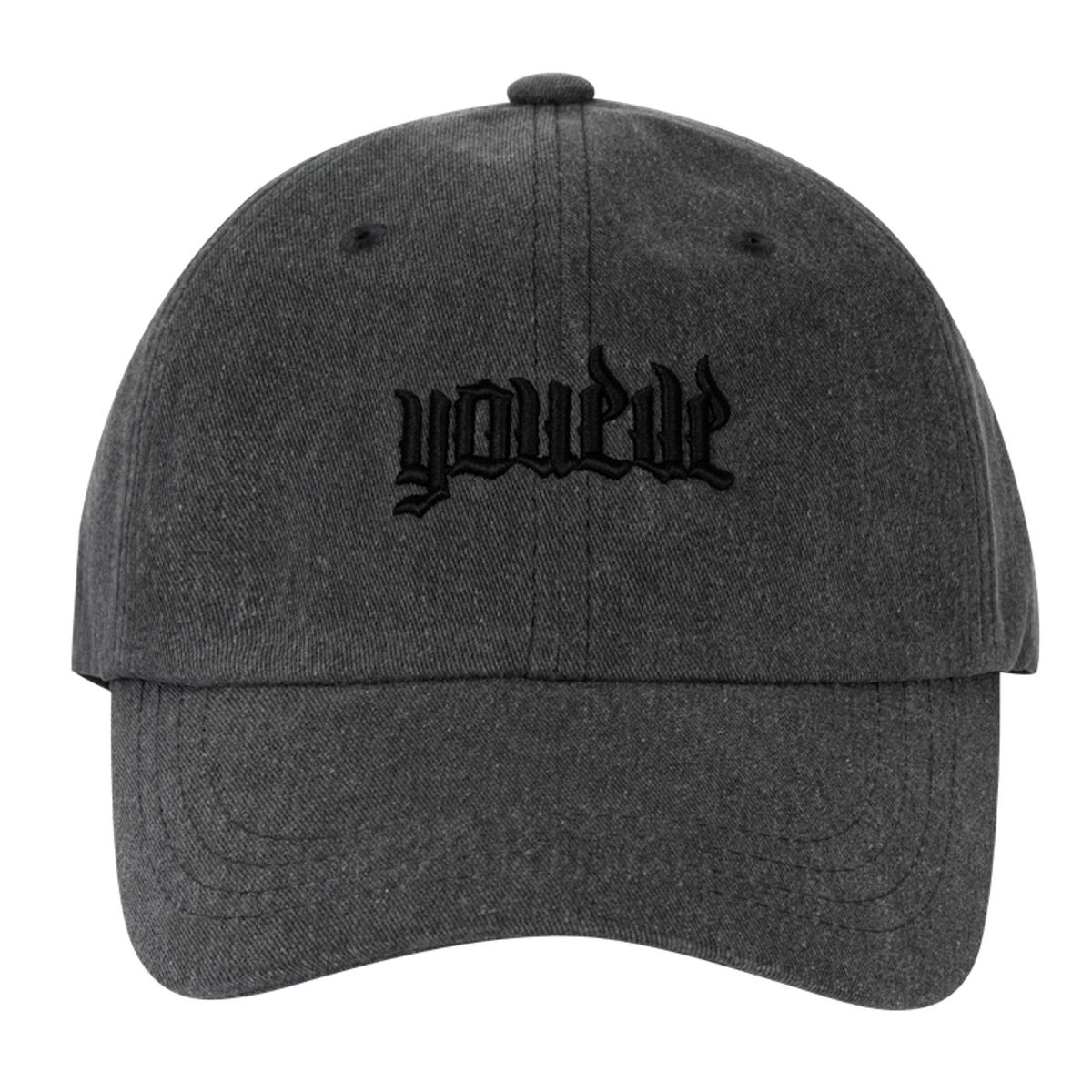 유이브(YOUEVE) 피그먼트 파이어 로고 오버볼캡 다크그레이