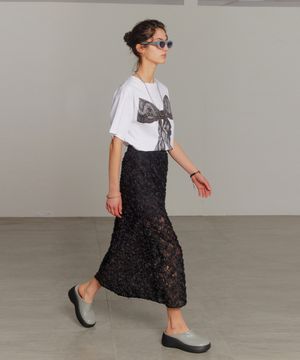 로즈 레이스 스커트_블랙