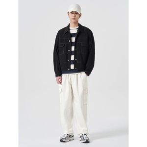 밴딩 와이드핏 카고 데님 팬츠  화이트 (424421LPC1)