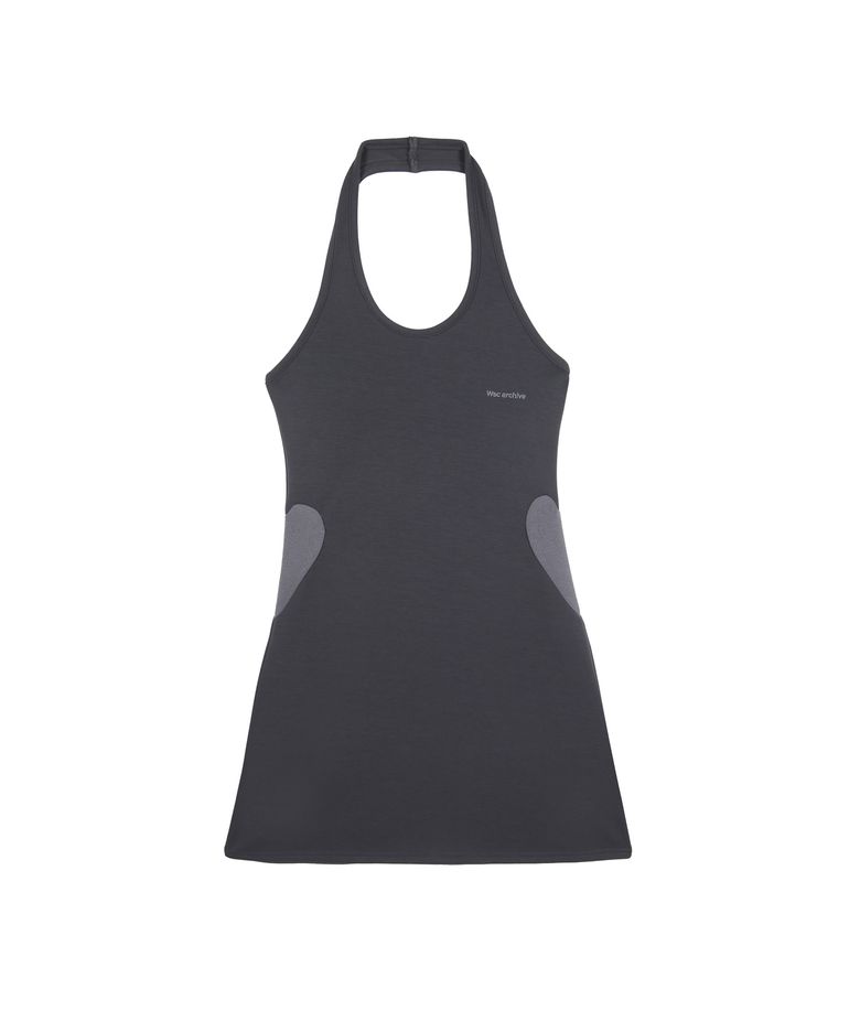 Layered heart halter dress 003(Greyish blue)