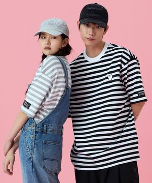 공용) 화이트라독 스트라이프 반팔 티셔츠