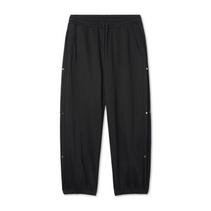 사이드 버튼 스냅 와이드 조거팬츠_블랙