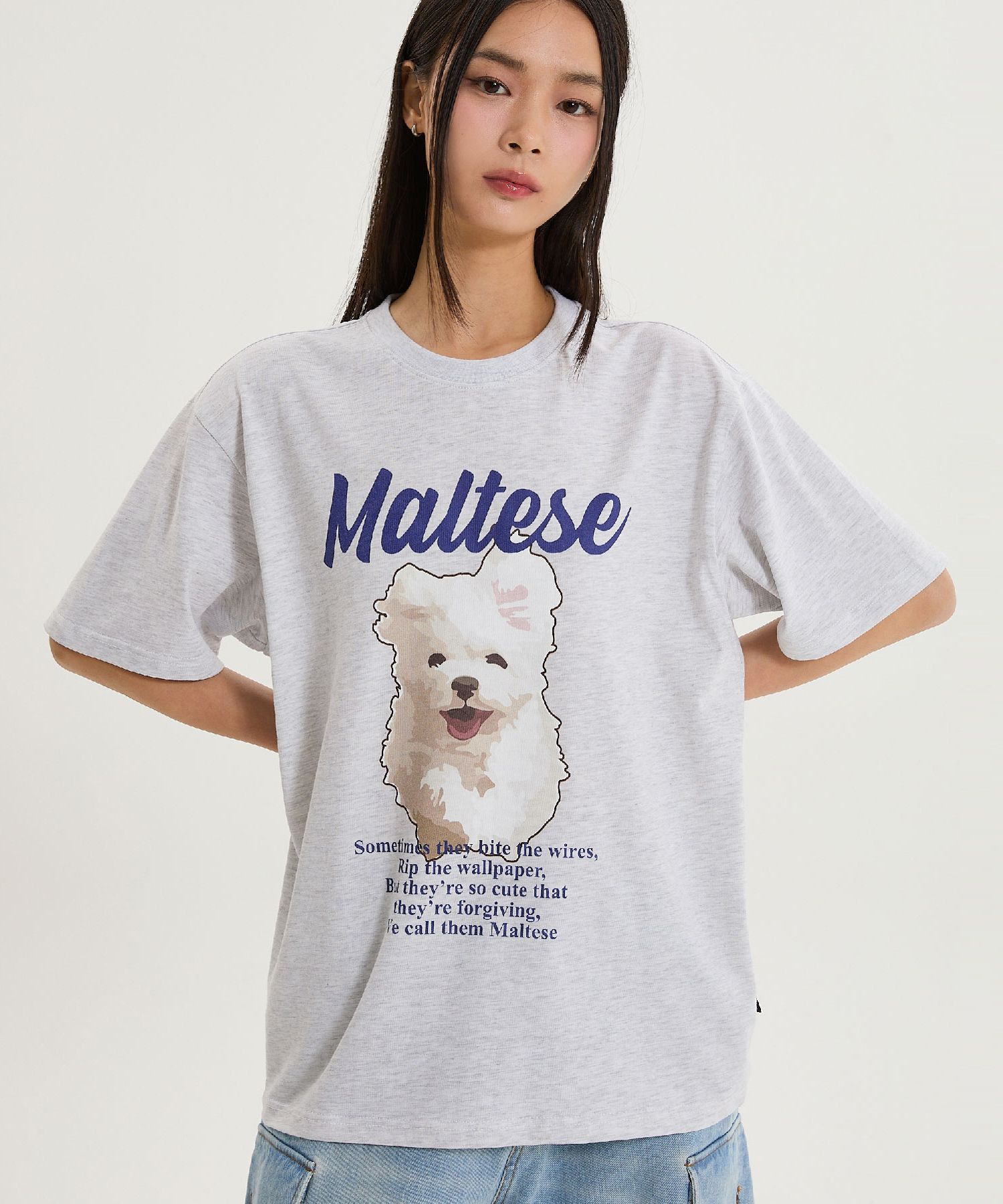 MUSINSA | WAI KEI Maltese Cloudy Short Sleeve T-shirt Navy