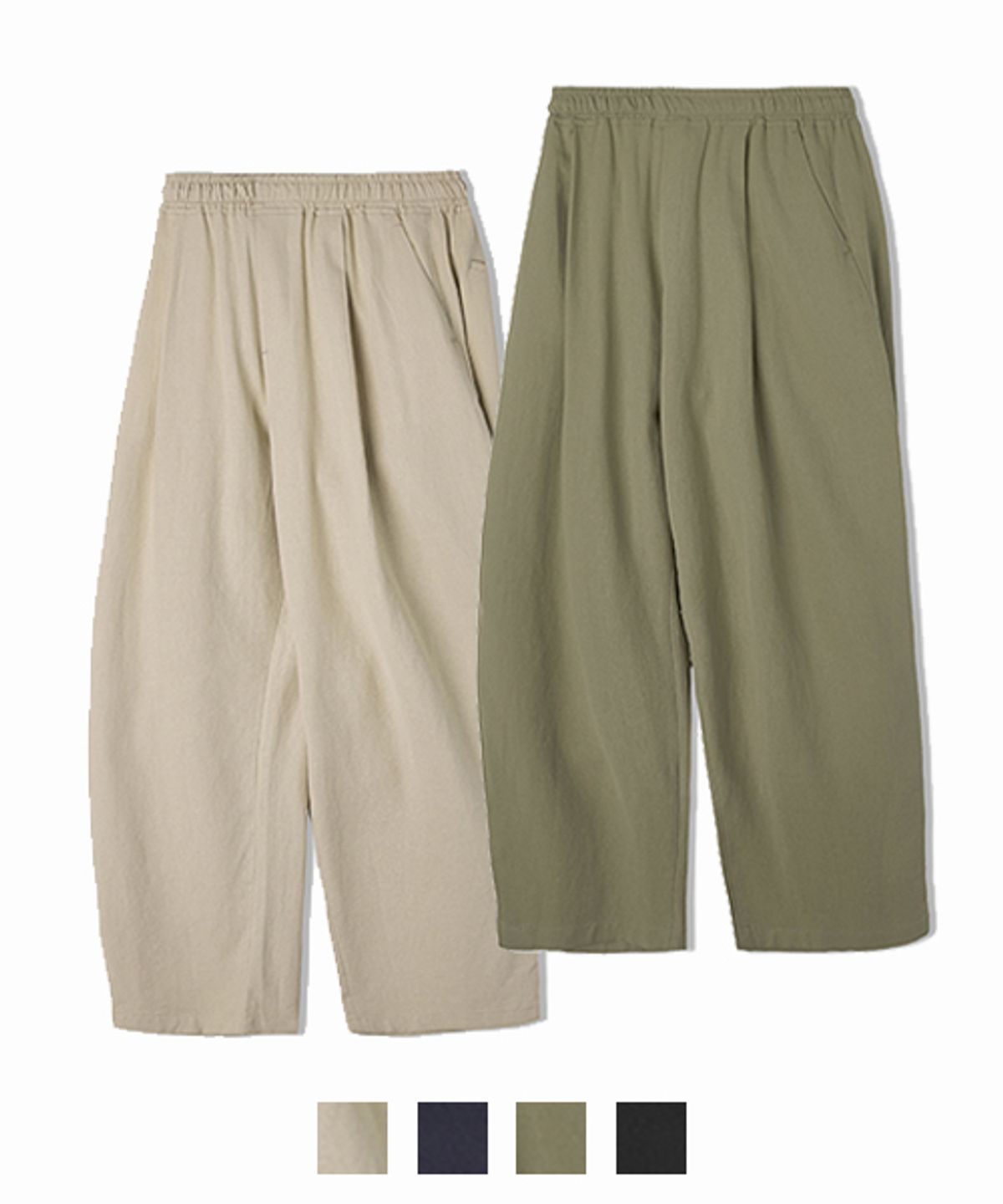 후브스(HOOVES) 바이오 린넨 원턱 밴딩팬츠 [2PACK]