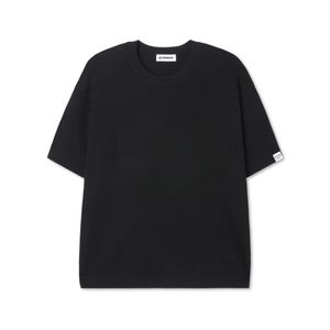 리버시블 라벨 와플 반팔 니트 티셔츠_블랙