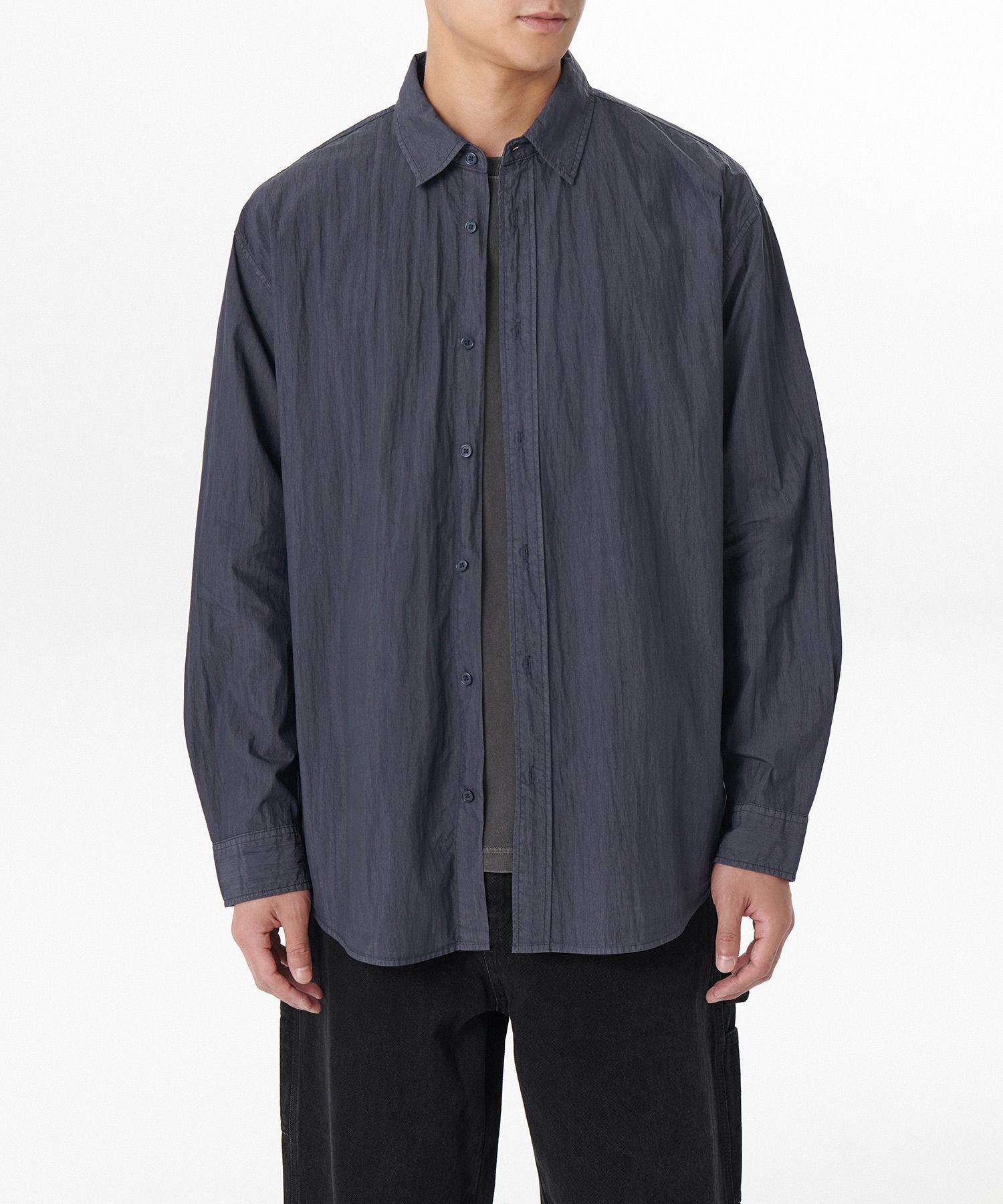 ★MUSINSA STANDARD★ Relaxed pigment shirt navy MMDSH501-NA MUSINSA | MUSINSA STANDARD Relaxed Pigment Shirt [Navy]