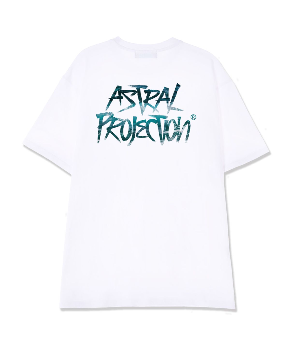 아스트랄 프로젝션(ASTRAL PROJECTION) 오션 그래피티 레터링 수피마 코튼 라운드 넥 반팔 티셔츠_화이트