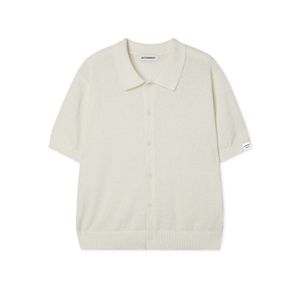 부클 카라 반팔 니트 가디건_아이보리