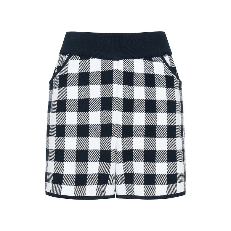 Check Jacquard Knit Shorts_Navy