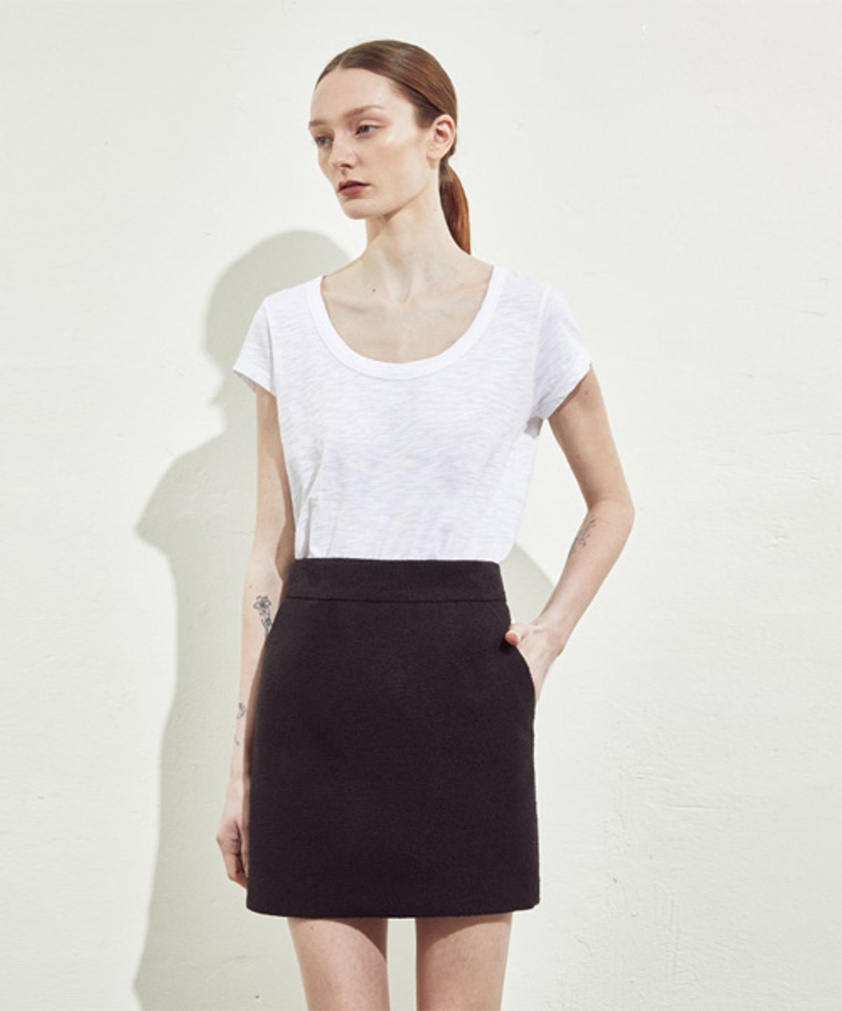 리디피(RIDIFI) BOUCLE MINI SKIRT_BLACK