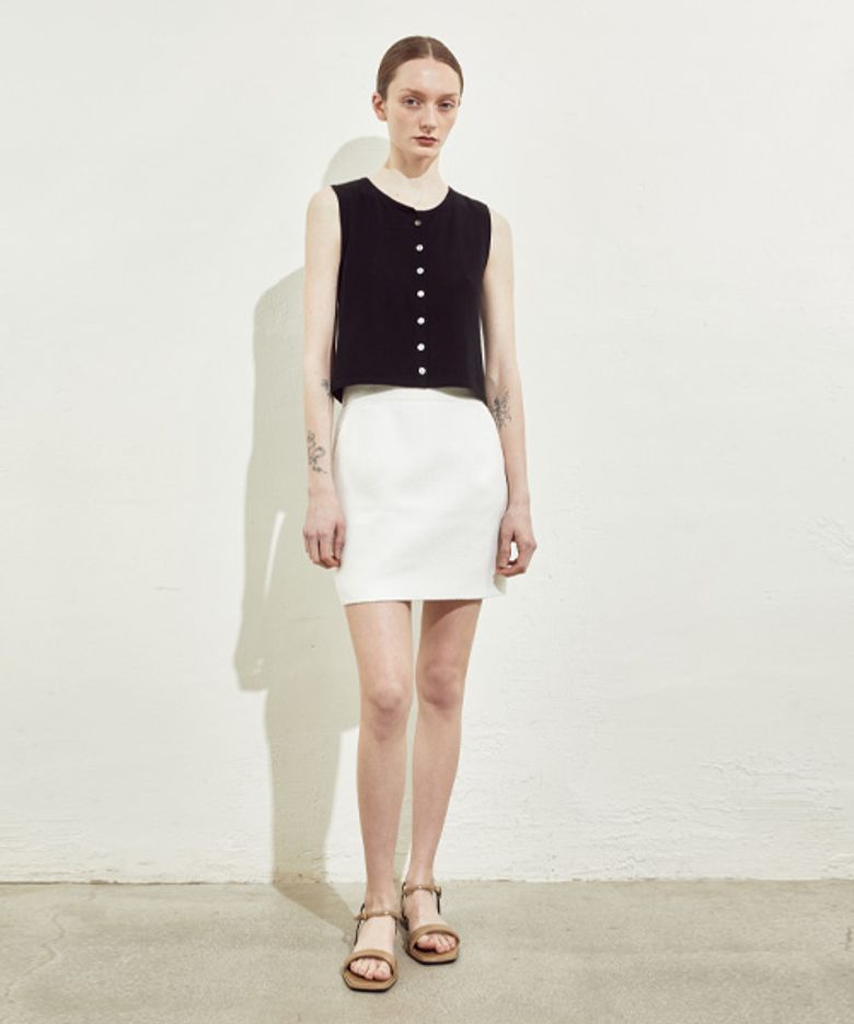 BOUCLE MINI SKIRT_WHITE
