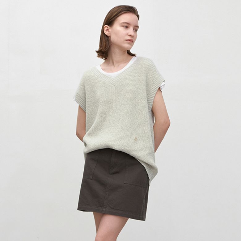 BOUCLE OVERFIT KNIT VEST(VT-0261)