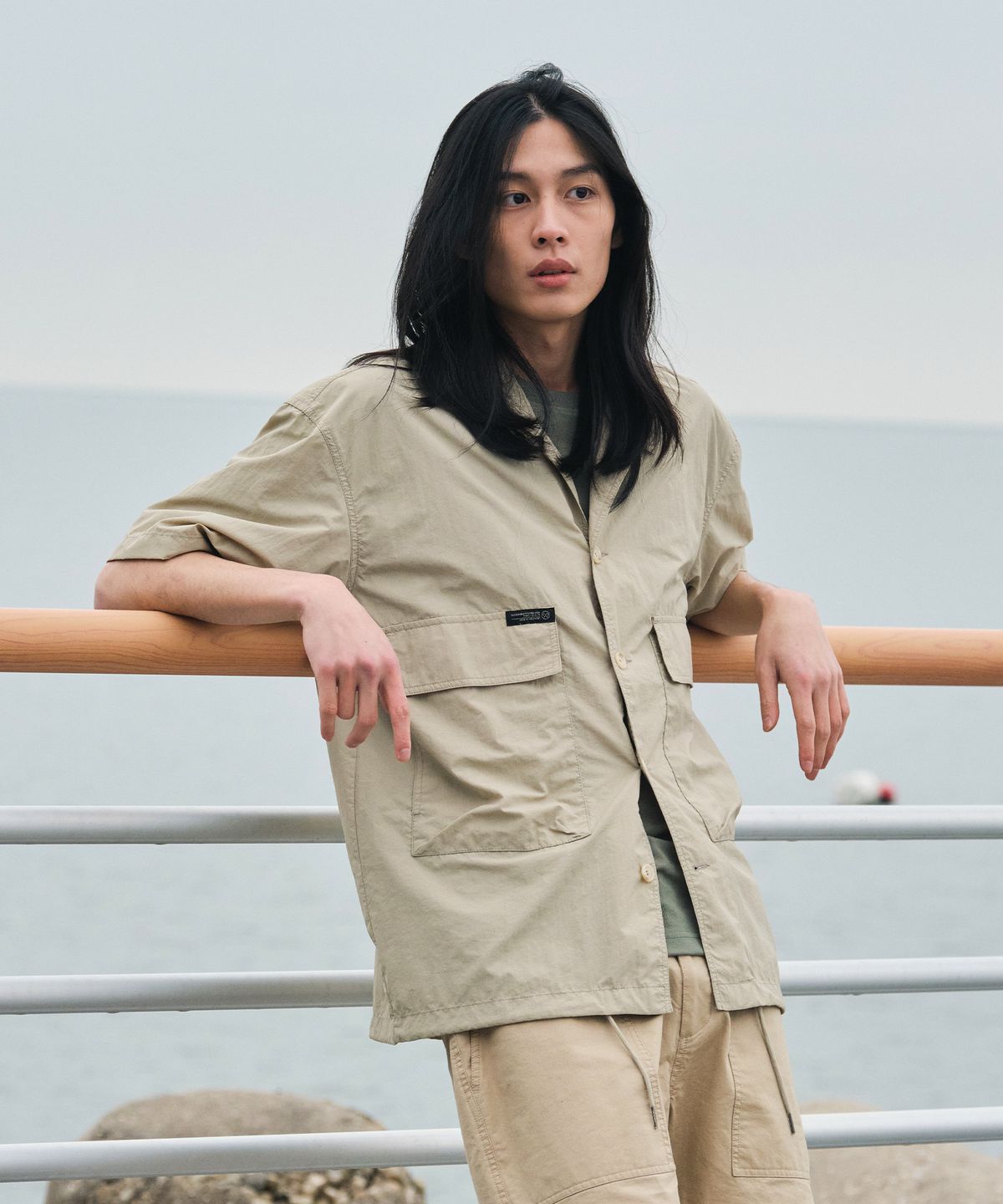 힐리먼트(HELEMENT) 트레일 포켓 반팔셔츠 (BEIGE)