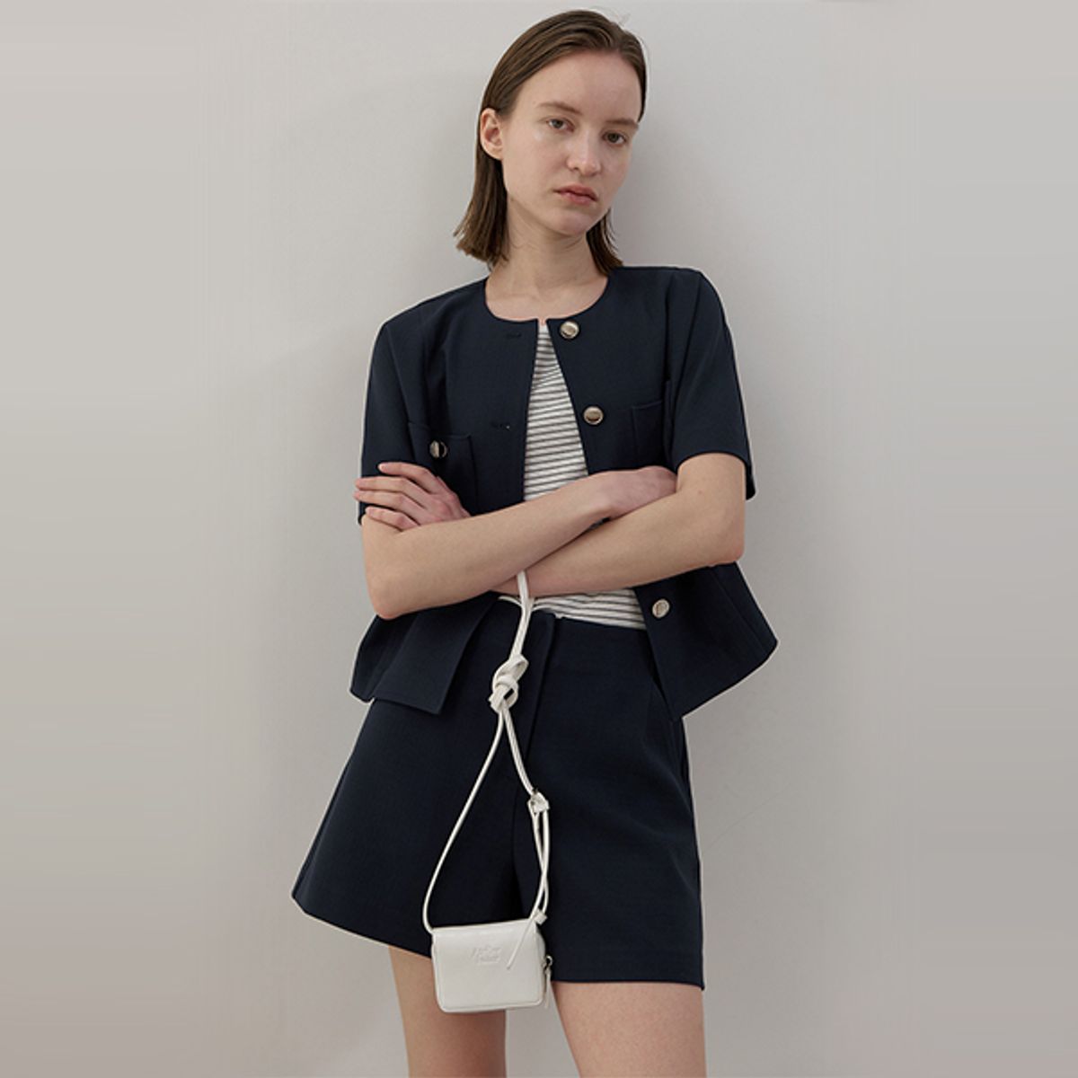 아틀리에 나인(ATELIER NAIN) OUI TWEED SET-UP SHORT PANTS(PT-5535)