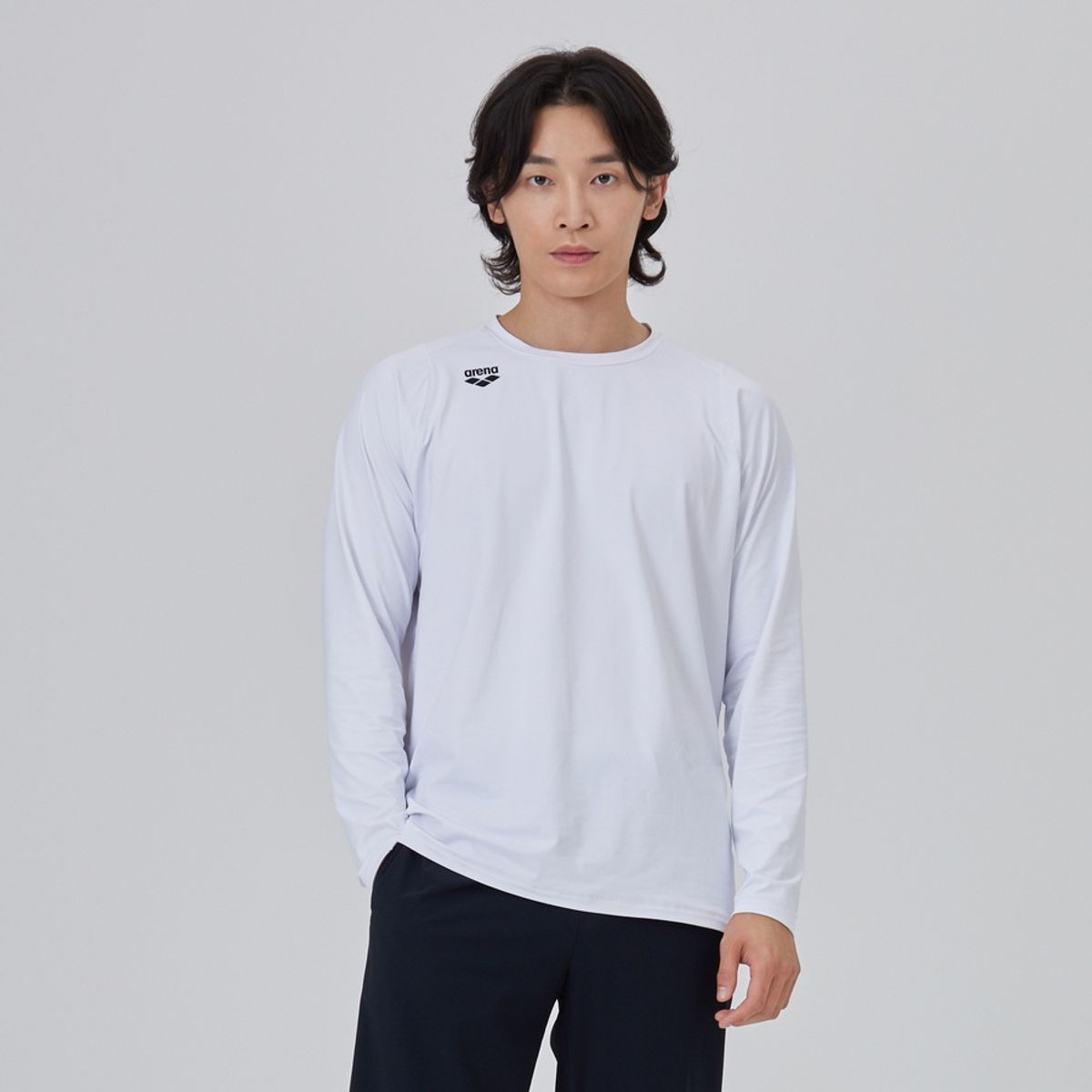 아레나(ARENA) 포스 남성 긴팔티셔츠 S4SM1LT01WHT