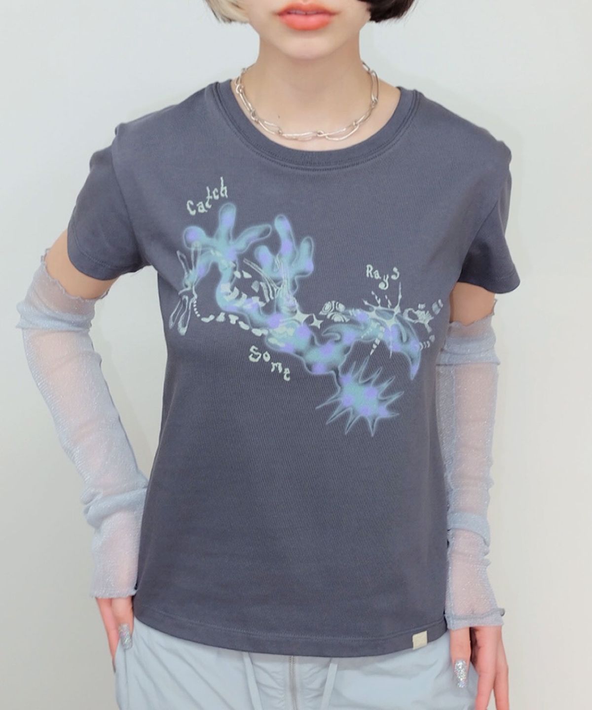 타입서비스(TYPESERVICE) Cloudy Flower T-Shirt [Charcoal]