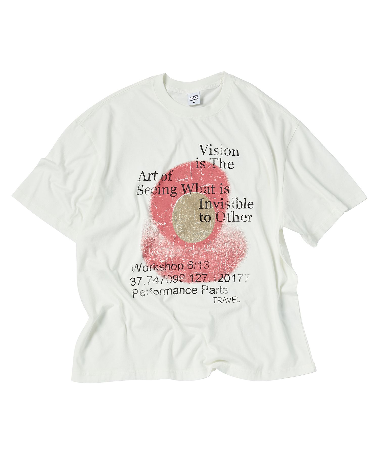 ★TRAVEL★ Athlete Pigment Short Sleeve T-Shirt Cream ☆TRAVEL☆ Athlete Pigment Short Sleeve T-Shirt Cream