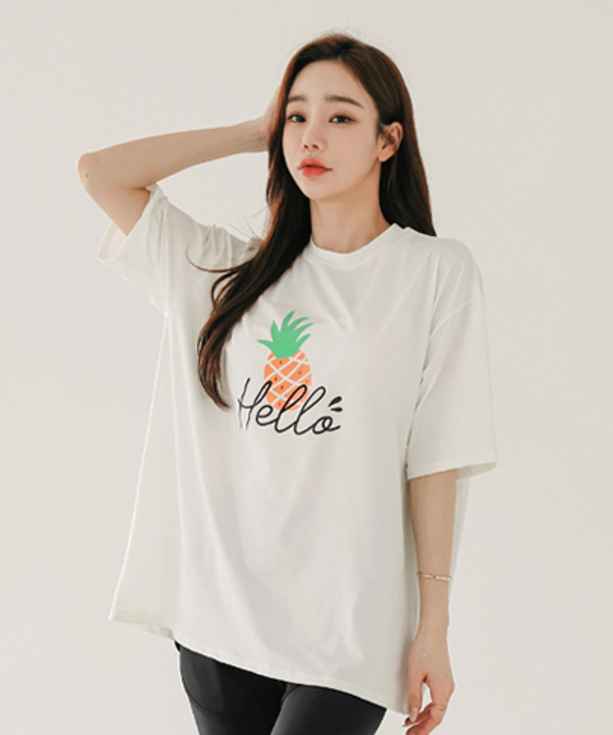 튜브트리(TUBE TREE) 여성용 헬로 루즈핏 반팔 래쉬가드 B605 아이보리