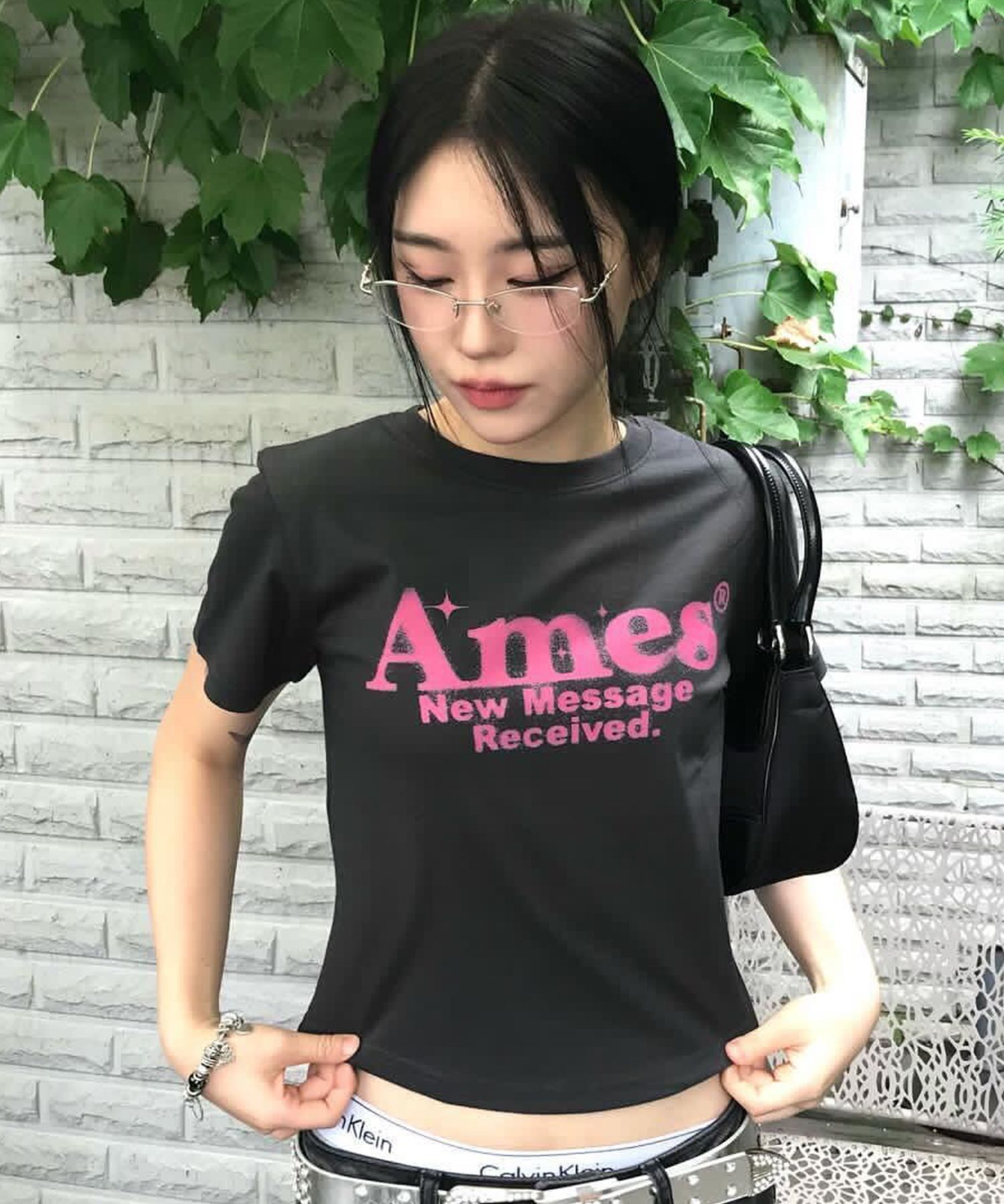 無料配送 ◆AMES-WORLDWIDE◆ ROUND HEM CROP TEE MUSINSA | AMES-WORLDWIDE ROUND HEM CROP TEE CHARCOAL