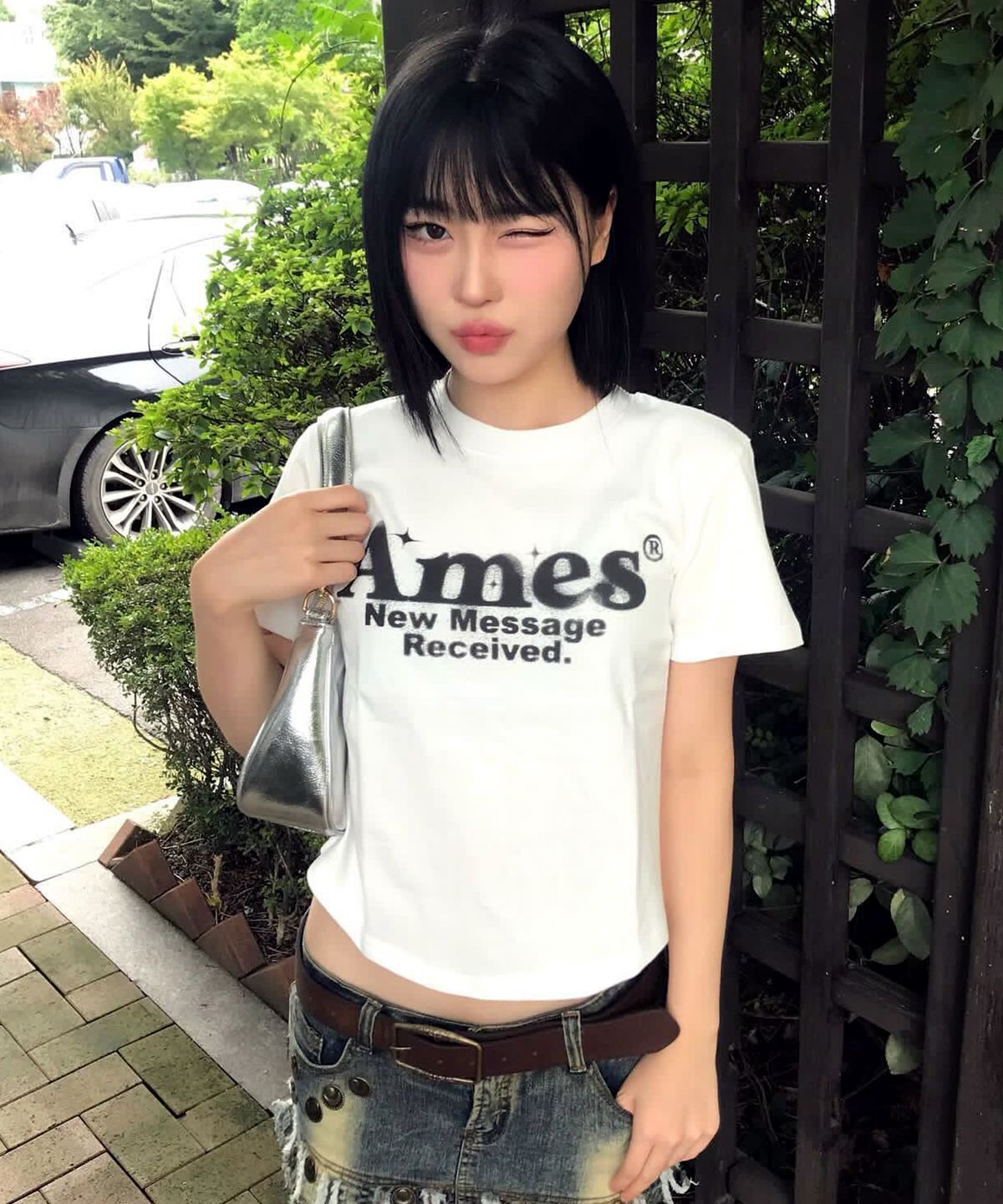 아메스 월드와이드(AMES-WORLDWIDE) ROUND HEM CROP TEE WHITE