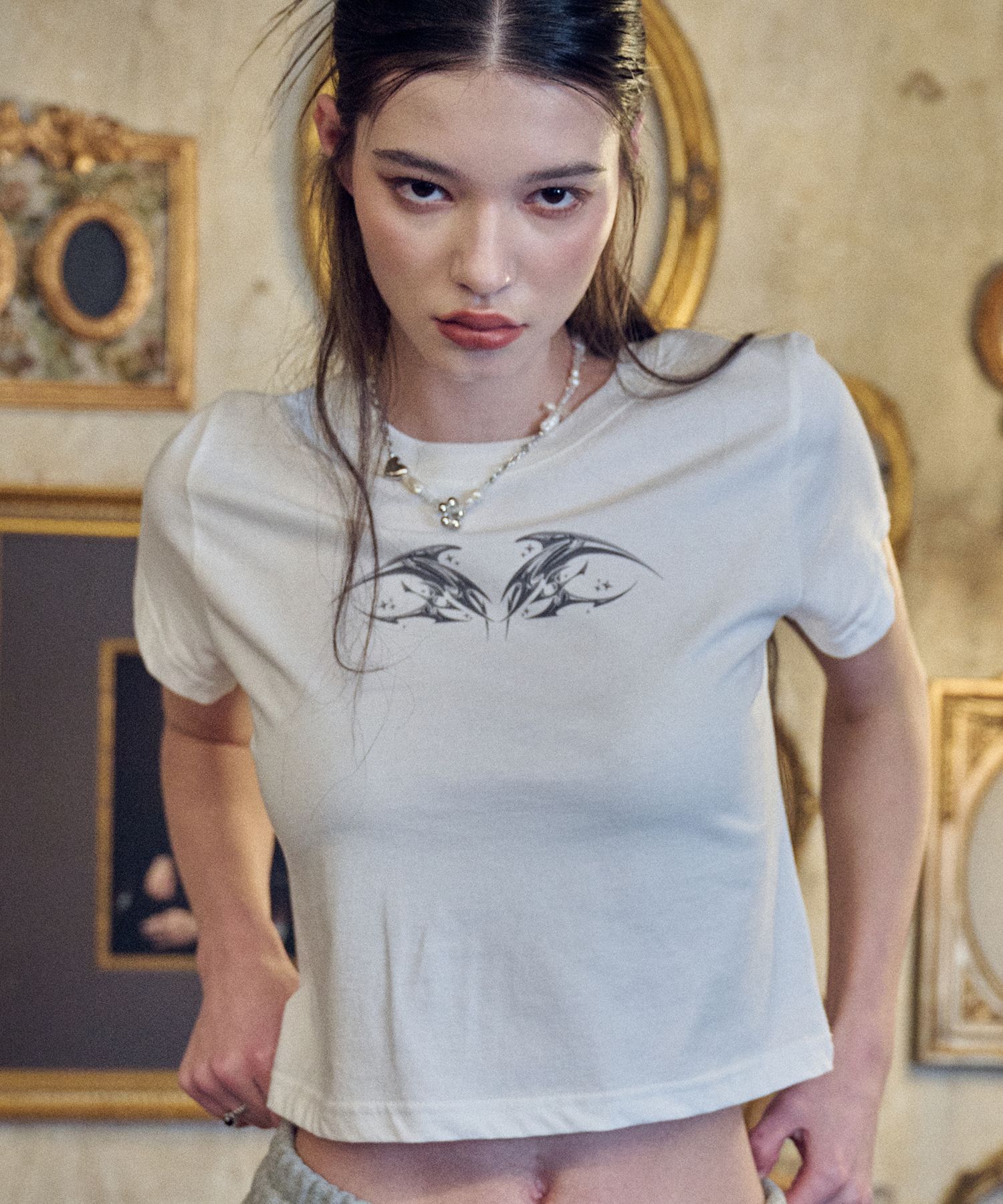 【IFYOUWANT】24SS★ Chrome Heart CROP TEE MUSINSA | IFYOUWANT Chrome Heart CROP TEE black