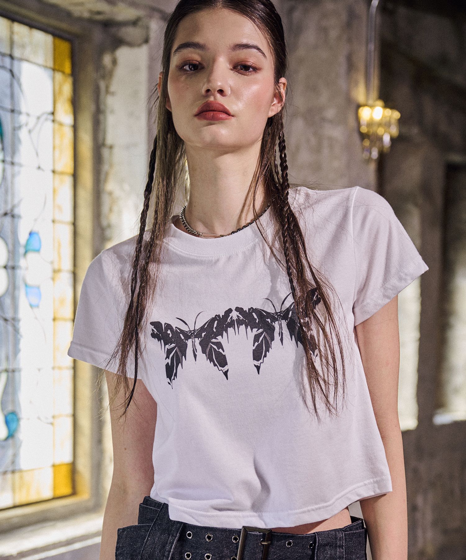 【IFYOUWANT】24SS★ Melting Butterfly CROP TEE 41+N15ywA4L._AC_.jpg