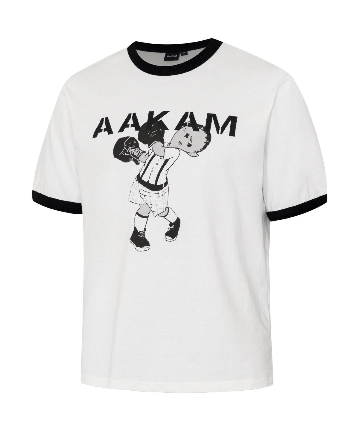 아캄(AAKAM) Punch Boy Printed Ringer Top (Black)
