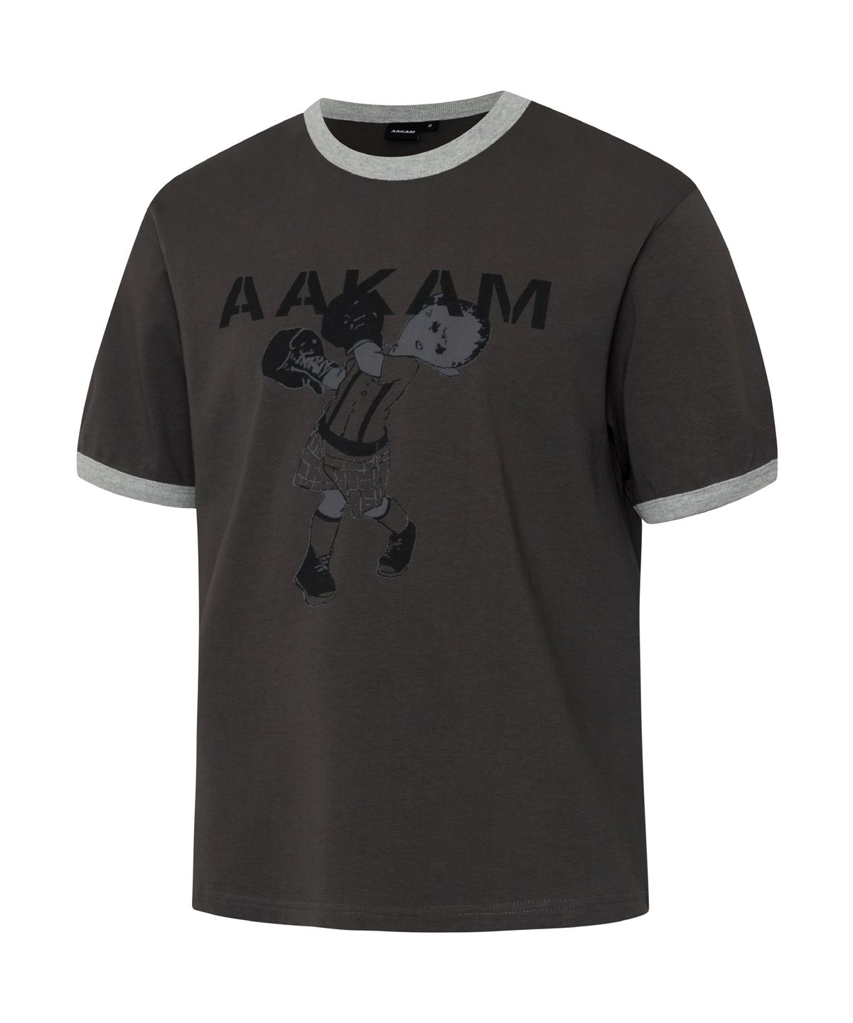아캄(AAKAM) Punch Boy Printed Ringer Top (Dark Gray)