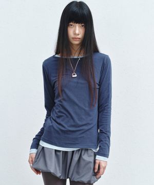 [ESSENTIAL] ESSENTIAL BOAT NECK TOP_NAVY