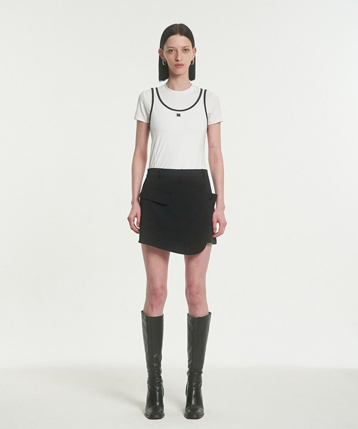 메아(MEA) LAYERED SLIM T-SHIRT [WHITE]