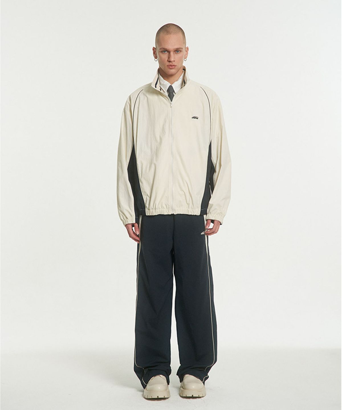 메아(MEA) KNIT NECK TRACK JACKET [IVORY]