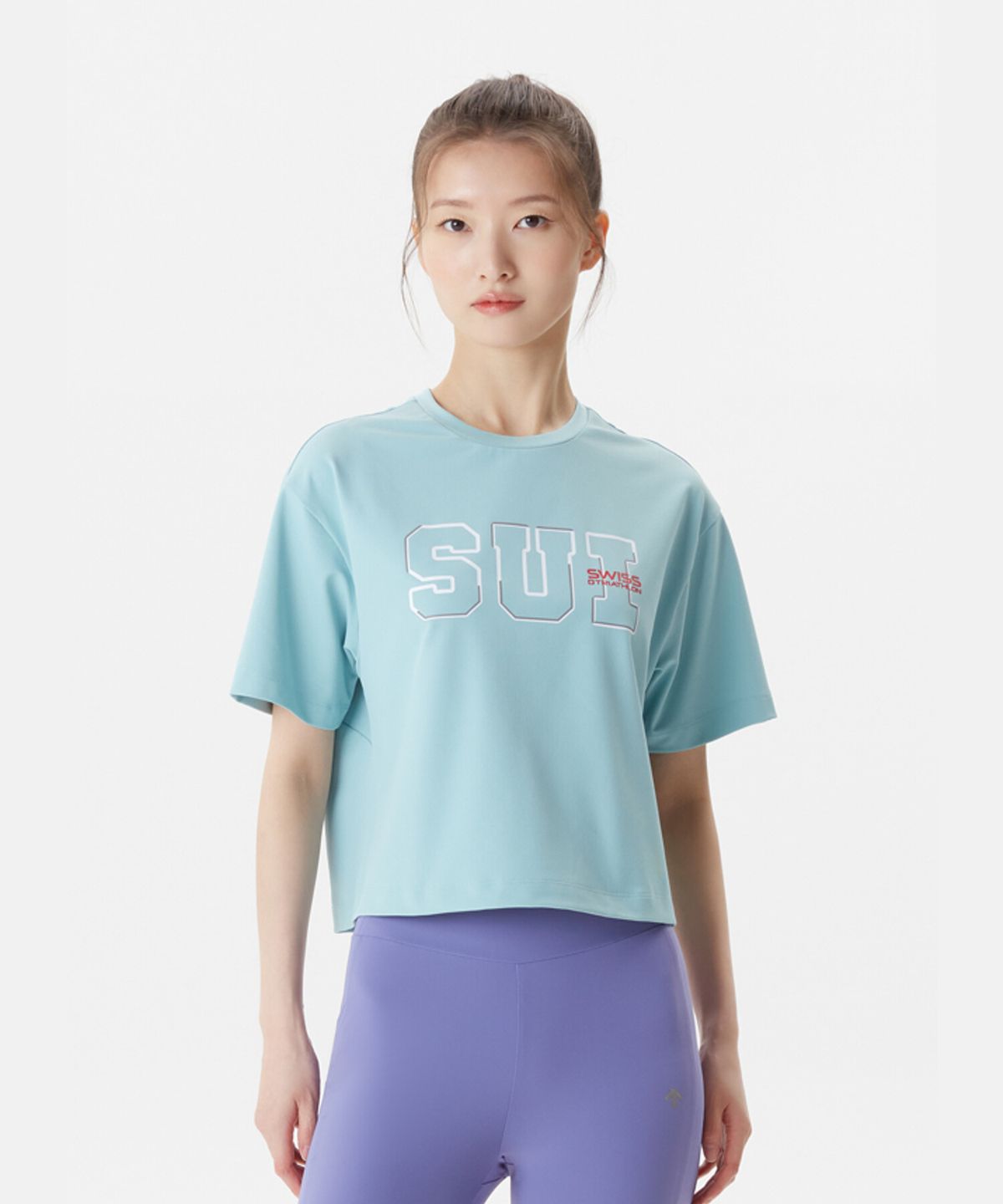 데상트(DESCENTE) SUI 팀 여성 크롭 티셔츠 민트(SP222ITS53)