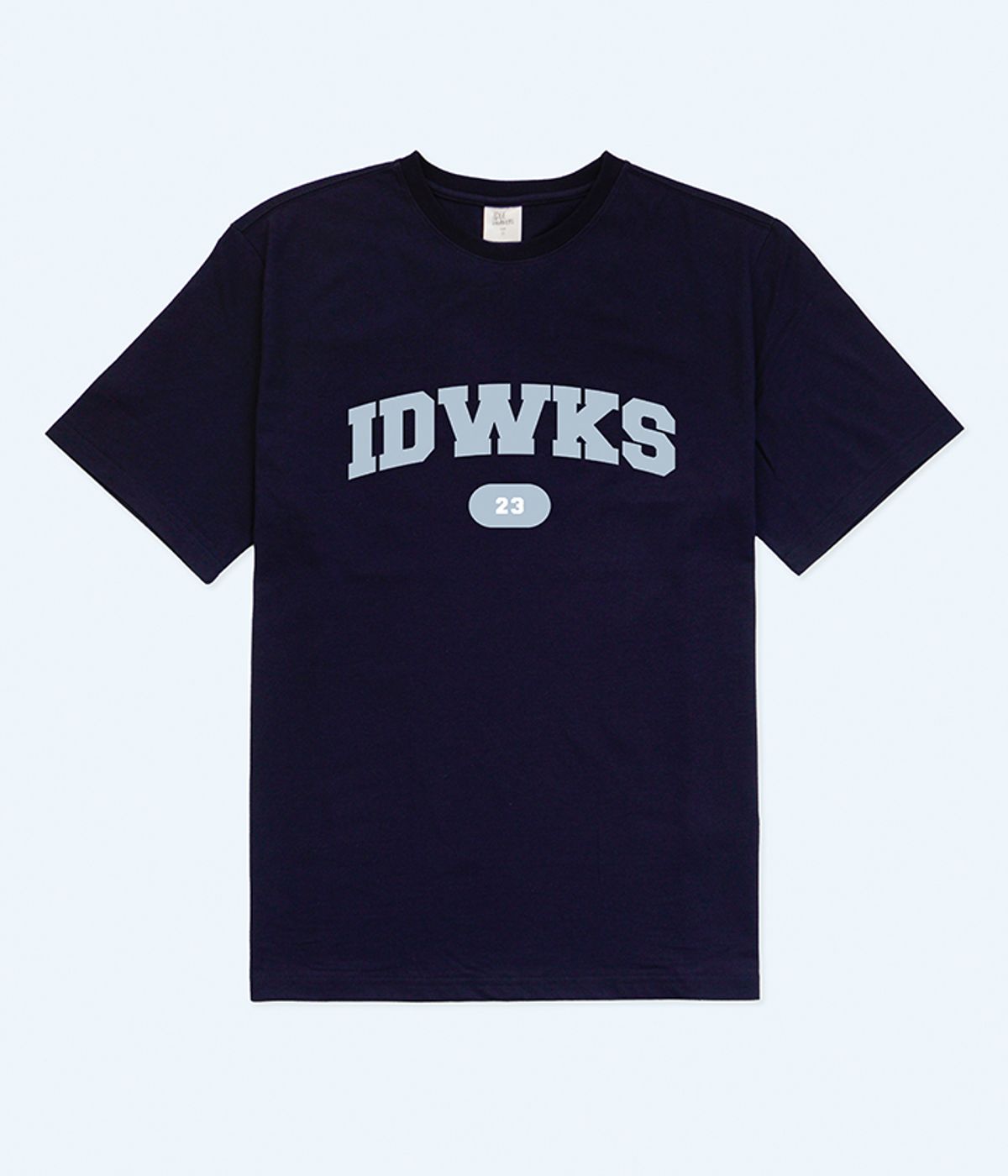 아이들워커스(IDLEWORKERS) IDWKS 세미 오버핏 반팔 티셔츠_네이비