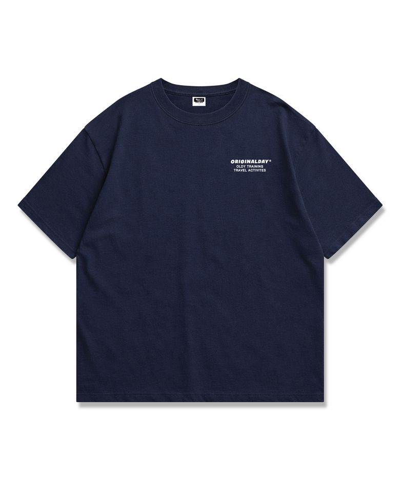 오버핏 트레블 액티비티 반팔 티셔츠 남녀공용 Navy